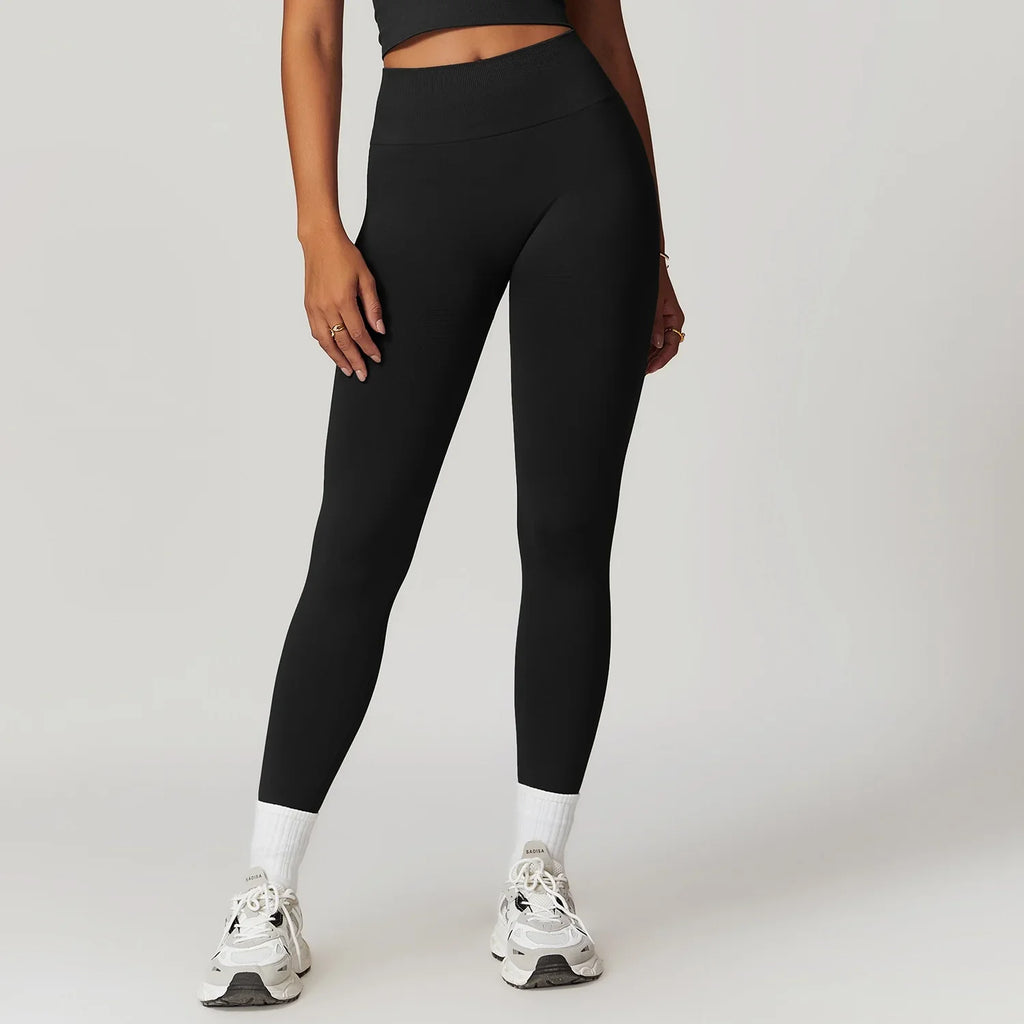 High-Waisted Butt-Lifting Yoga Pants with Ribbed Waistband for Tummy Control and Fitnes eprolo