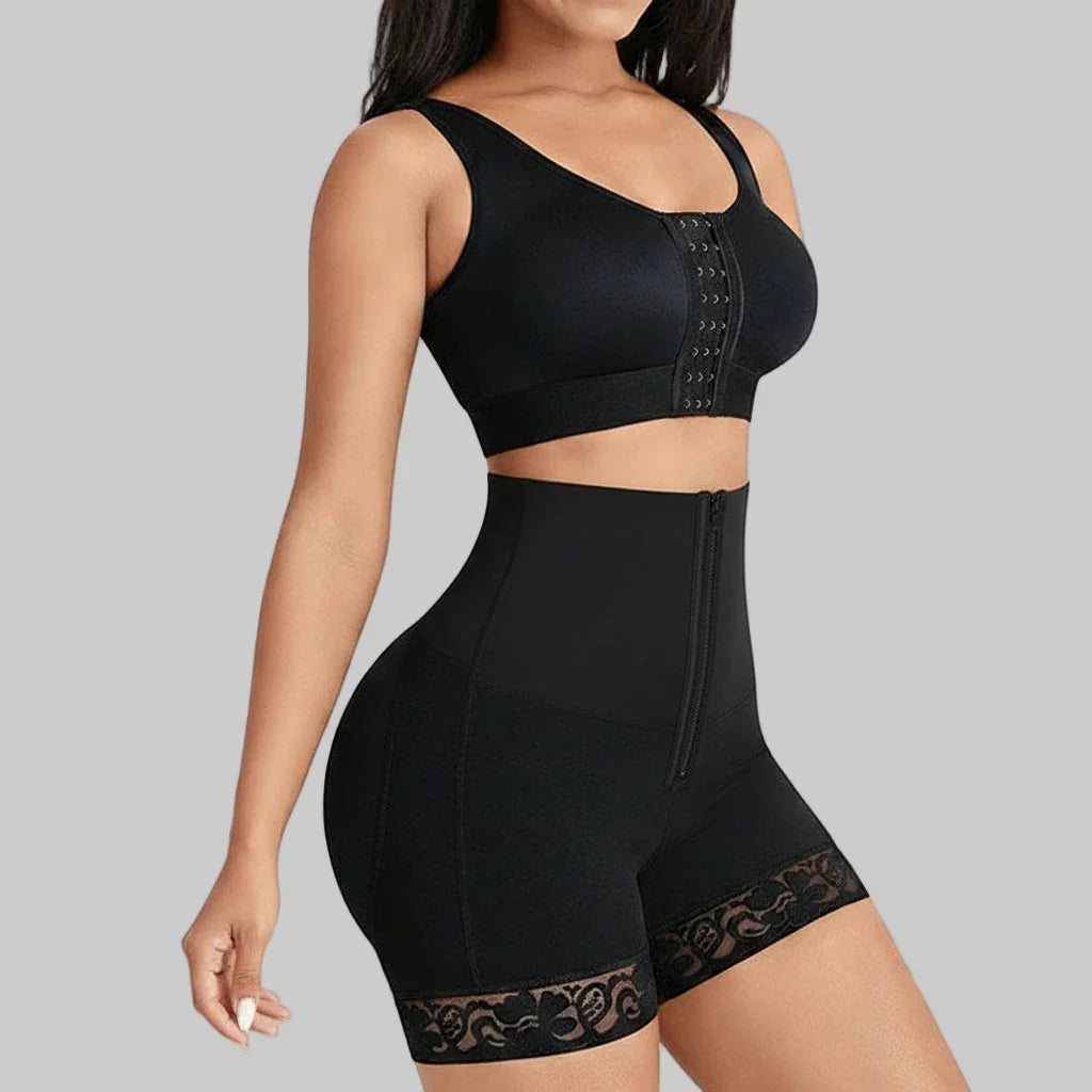 Lace waist cinching waist cinching and hip lifting postpartum high waisted shapewear pants eprolo