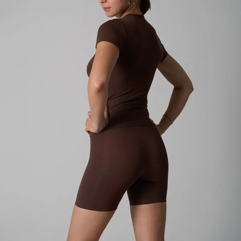T-shirts Shorts Set Women's Seamless Short Sleeve Shorts Yoga Fitness Wear eprolo